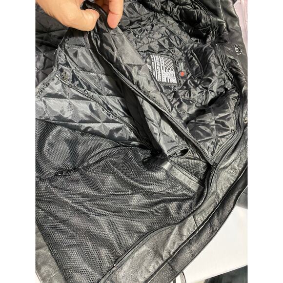 NWOT Women’s Black Fringe Leather Motorcycle Jacket Size Large Rose Inserts - Picture 10 of 15